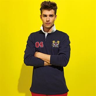 Men's classic fit long sleeve vintage rugby shirt