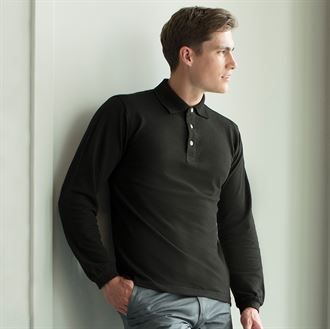 Long sleeve cotton polo shirt