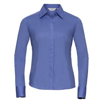 Women's long sleeve polycotton easycare fitted poplin shirt