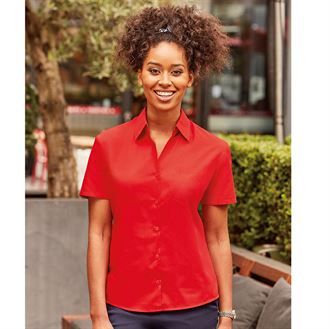 Women's short sleeve polycotton easycare poplin shirt