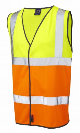 Leo Tarka Hi Vis Waistcoat Orange/Yellow