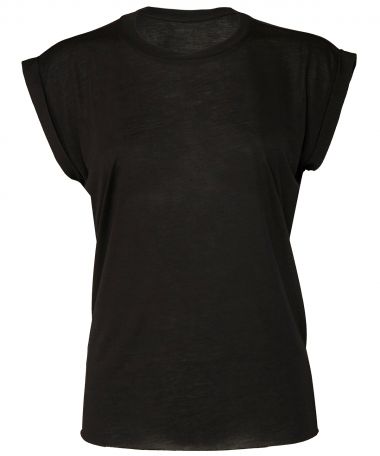 Women's flowy muscle tee with rolled cuff