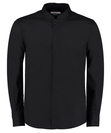 Mandarin collar fitted shirt long sleeve