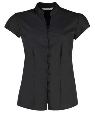 Women's continental blouse mandarin collar cap sleeve