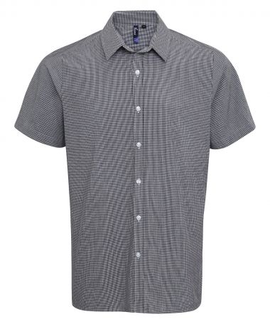 Microcheck (Gingham) cotton short sleeve shirt