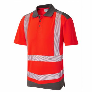  Peppercombe ISO 20471 Class 2 Coolviz Plus Polo Shirt Red/Grey