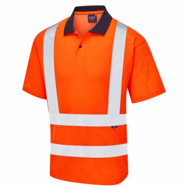 Hi Viz Polo Short Sleeve  ISO 20471 Class 2 Comfort EcoViz Croyde Orange Railway/ Yellow P01