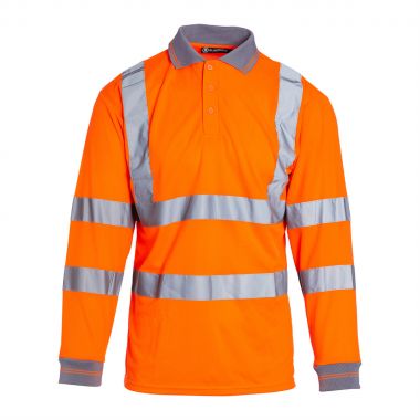 Blackrock Hi-Vis Orange Long Sleeve Polo Shirt