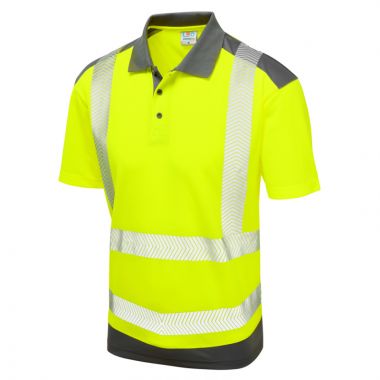 Peppercombe ISO 20471 Class 2 Coolviz Plus Polo Shirt Yellow/Grey