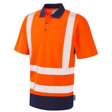 Mortehoe ISO 20471 Class 2 Dual Colour Coolviz Plus Polo Shirt Orange/Navy