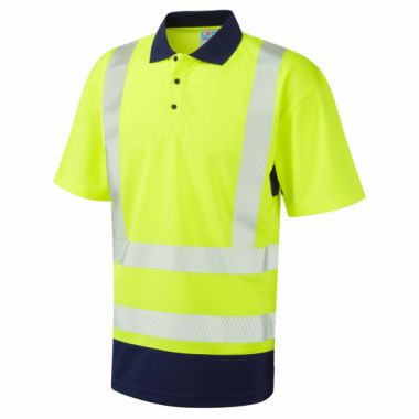 Mortehoe ISO 20471 Class 2 Dual Colour Coolviz Plus Polo Shirt Yellow/Navy