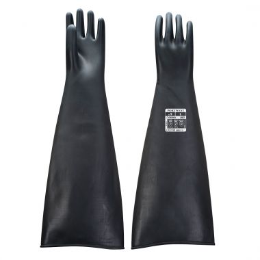 Heavyweight Latex Rubber Gauntlet 600mm Black Pack of 36 pairs
