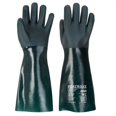 Double Dipped PVC Gauntlet 45cm - Green - XL