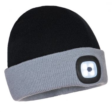Two Tone LED Rechargeable Beanie - Black/Grey -
