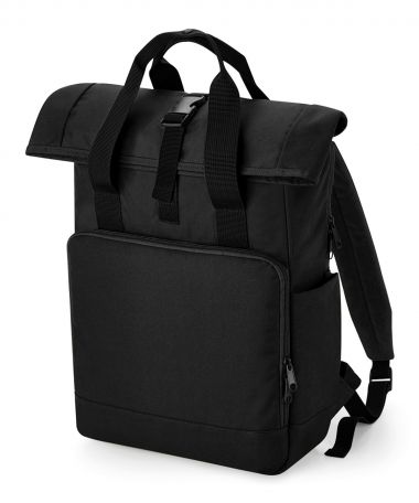 Recycled twin handle roll-top laptop backpack