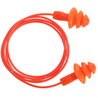 Reusable Corded TPR Ear Plugs (50 pairs) - Orange -