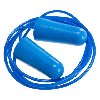 Detectable Corded PU Ear Plugs (200 pairs) - Blue -