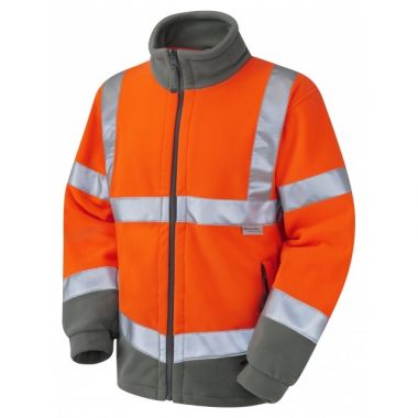 F01-O Hi Vis two tone Fleece Jacket Hartland GO/RT Orange/Graphite 