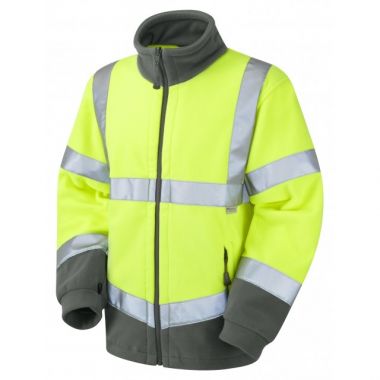 F01-Y Hi Vis two tone Fleece Jacket Hartland  Yellow/Graphite Grey