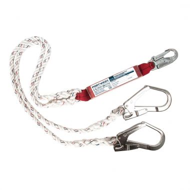 Double 1.8m Lanyard With Shock Absorber - White -