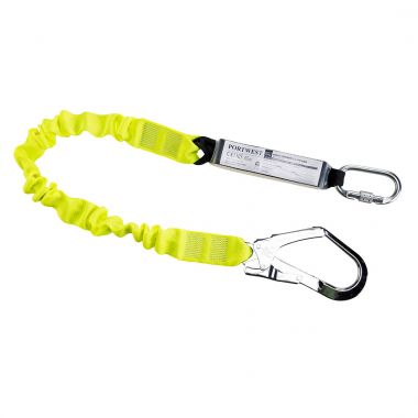 Single Elasticated 1.8m Lanyard With Shock Absorber - Yellow -