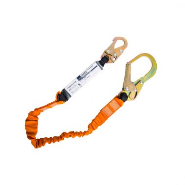 Single 140kg 1.8m Lanyard with Shock Absorber - Black/Orange -