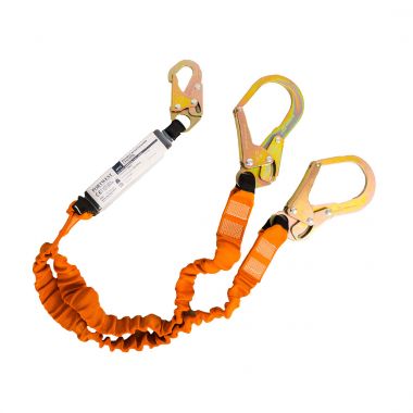 Double 140kg 1.8m Lanyard with Shock Absorber - Black/Orange -