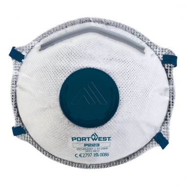 FFP2 Carbon Valved Dolomite Respirator (Pk10) - White -