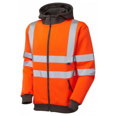 Hi Vis Full Zip Hoodie Sweatshirt SS02-O Saunton Orange Class