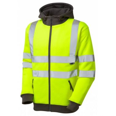 Hi Vis Full Zip Hoodie Sweatshirt SS02-Y Saunton Yellow Class 3