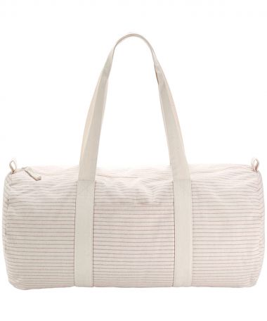 Striped organic cotton barrel bag