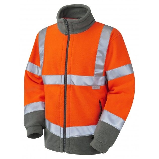 F01-O Hi Vis two tone Fleece Jacket Hartland GO/RT Orange/Graphite 